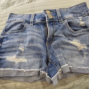 SO Distressed Light Blue Denim Jean Shorts